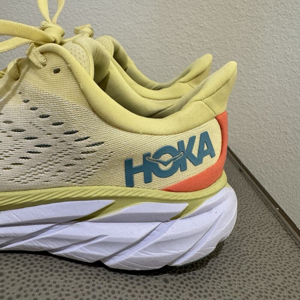 Hoka One One Clifton 8 Shoes Womens 9 B Yellow Pear Running Sneakers - Picture 8 of 16